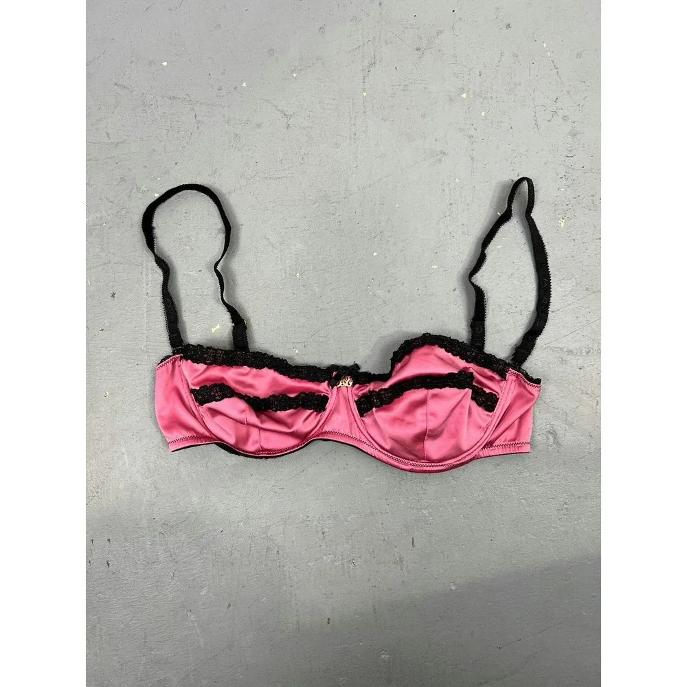 Vintage Dolce & Gabbana Pink‎ Black Satin Bra Size US 36C - Picture 3 of 8